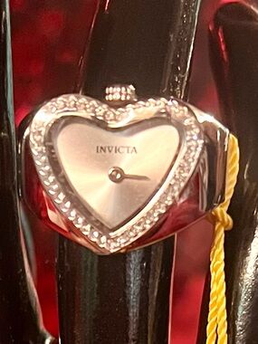 Invicta Silver Heart-Shaped Crystal Accent Watch